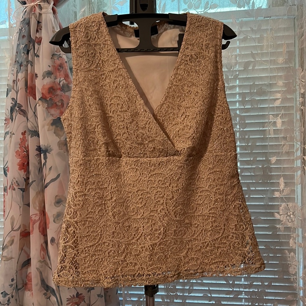 Gold Lace Sleeveless Blouse
